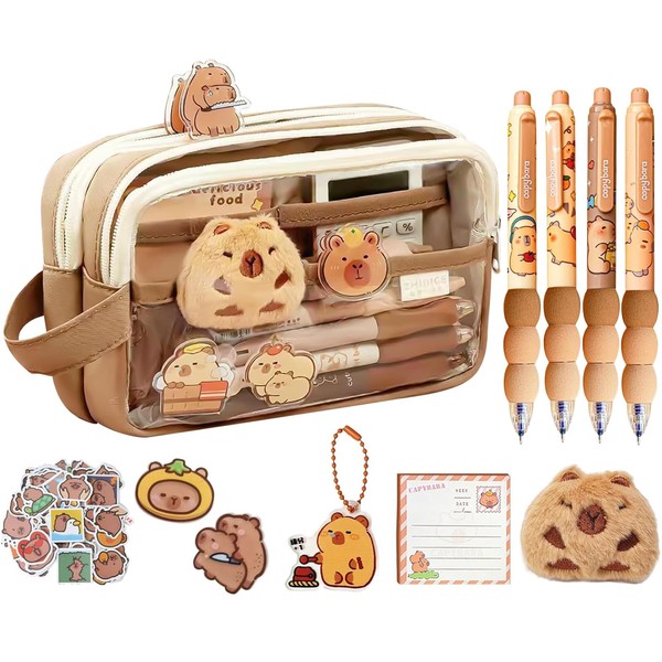 Capybara Things Set, 5-Piece Capybara Pen Set with Pen Holder