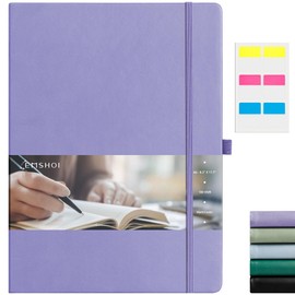 EMSHOI Lined Journal Hardcover Notebook 8.5 x 11-192 Pages A4 Large College Ruled Notebooks for Work, 100gsm Thick Leather Journals for Women Men Writing Journaling, Light Purple