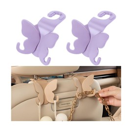 CGEAMDY Pack of 2 Car Storage Hooks, Car Seat Back Seat Hooks, Headrest Hangers, Handbag Holder, Car Plastic Hooks, Back Seat Headrest Hooks, Storage Hooks for Car Seat (Purple)