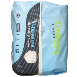 Adult Incontinence Underwear Maximum Absorbency Disposable Pull Up Diapers for Women & Men. Discreet Flex Fit Premium Protective Day & Night Care Cotton Brief, Super Absorbent Large Size, 10 Count