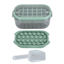 Ice Cubes Tray Double Layer 54 Grids Large Capacity Ice Maker Mould with Lid Bin Scoop for Freezer Green (Soft Bottom Type)