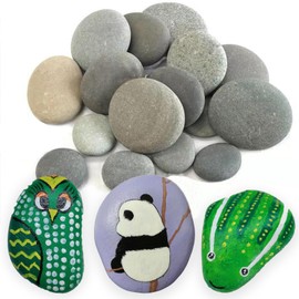 Nexboraque 15 Pack Rocks for Painting, 3.3-4.8 Inches Flat River Rocks Painting Large Rocks Stones for Crafts, Smooth Paintable Rocks Bulk for Art, DIY, Garden Decoration, Family Time