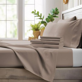 Bamboo Bay 4 Piece Full Size Bed Sheets Set - 100% Viscose Made from Bamboo Sheets Full Size Set - Ultra Soft Cooling Sheets for Hot Sleepers - Full Size Sheets Set Fits Up to 16" Deep Pocket - Sand