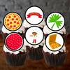 24 essbare Cupcake-Topper mit Pizza-Party-Thema, stehend, Kuchen-Dekoration