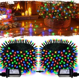 [2Pack] Connectable Christmas String Lights Multicolored, 210FT 600LED Christmas Lights for Outside/Indoor, Plug in Christmas Tree Lights with 8 Modes, TwinkleString Lights for Holiday Party