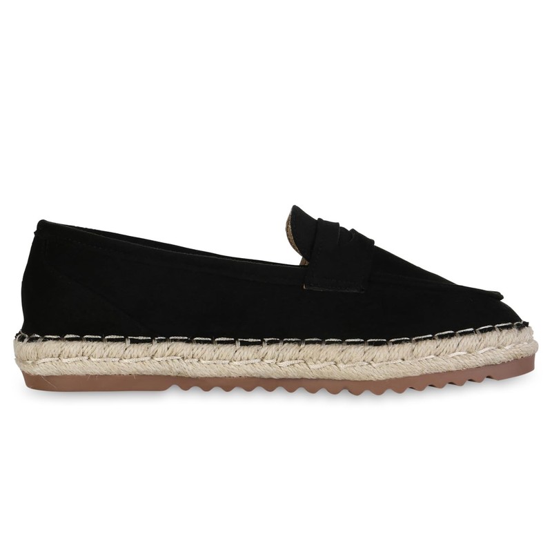 VAN HILL Women's Espadrilles Raffia Tread Sole, black