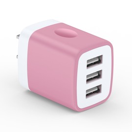 iP-JP 3-Port USB Charger,Rose Red