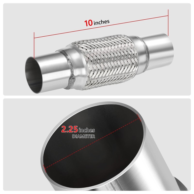 DNA MOTORING Exhaust Flex Pipe, 2.25" x 6" x 10"