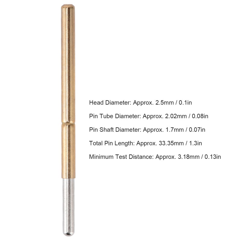 100PCS Spring Test Contact Probes Brass Stainless Steel Round Head