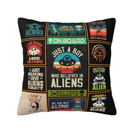 Christmas Alien Gifts - Funny Xmas Alien Gift for Men - UFO Gifts - Ancient Aliens Merchandise - Alien Stuff - Birthday Gift for Alien Lovers - Alien Decor Throw Pillow Cover 18"X 18"
