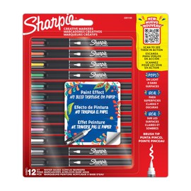 Sharpie Marcadores Creativos, Marcadores Acrílicos a Base de Agua, Punta Pincel, Colores Surtidos, 12 Piezas