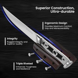 SIXILANG Steak Knives Set of 6 Piece - Sharp Stainless German Steel Steak Knifes, Non-Serrated, Full Tang Design with Wooden Handle, Premium Dinner Knife for Steak Lovers