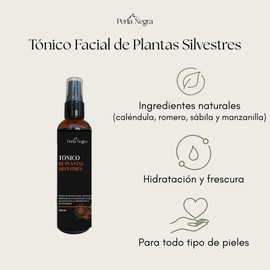Perla Negra - Tónico Facial de Plantas Silvestres - Hidratante y Calmante - Manzanilla, caléndula y romero - 125ml