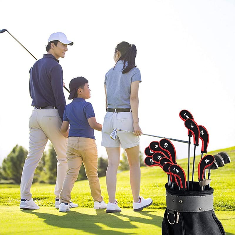 AIMALL 12pcs Neoprene Golf Club Head Covers, Zippered Protective Iron,
