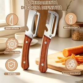 2pcs Pelador Verduras Multifunción, Destapador Integrado，Pelador Multifuncional para la Cocina，Herramienta de Cocina para Pelar Frutas, Calabazas, Papas, Zanahorias y Verduras(Rallar+Pelar)