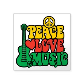 CafePress Reggae Peace Love Music Square Sticker 3 X 3 Square Bumper Sticker Car Decal