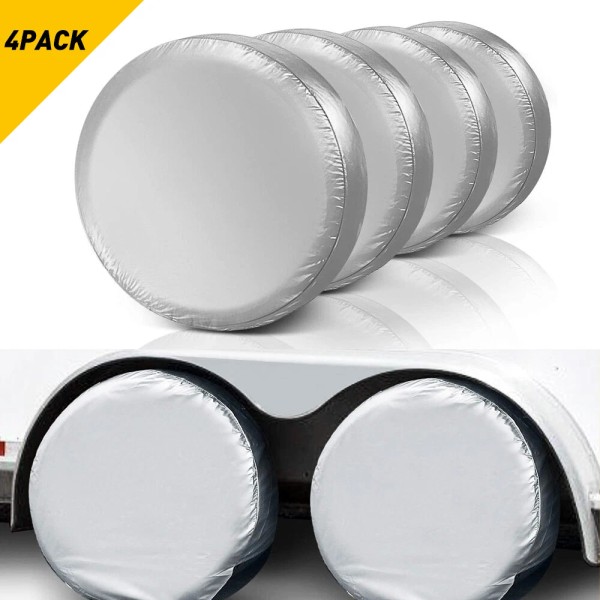 Unbranded 4X Silver Waterproof Tire Cover Wheel&Tyre Trailer Camper Sun