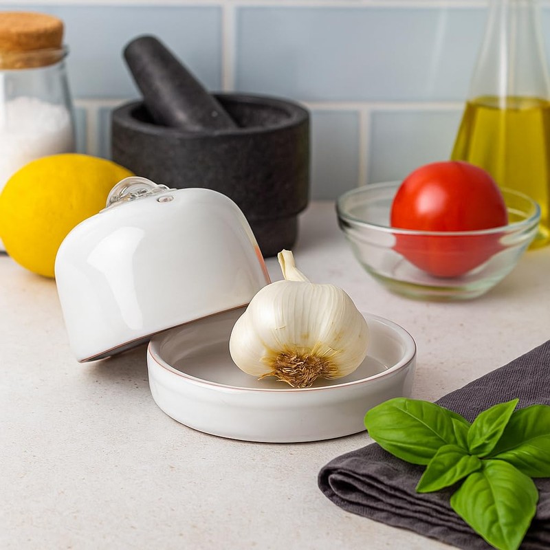 Eurita by Reston Lloyd Terra Cotta Garlic Roaster, White