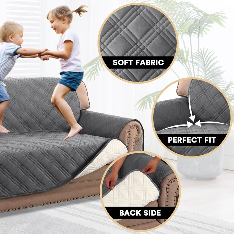 PrinceDeco 100% Waterproof Loveseat Covers for 2 Cushion Couch Sofa