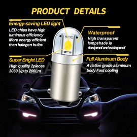 Ruiandsion BA9S LED Bulb BA9 1895 1891 53 57 White 6V LED Bulb 3030 2SMD Chipsets LED Replacement Bulbs for Car Interior Dome Map License Plate Glove Box Lights (Pack of 4)