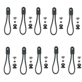 UP100 10 Sets Stayput Shock Cord Loop Bungee Clip Pull Tie Down Tarp Canvas Knobs for Marine Truck Car RV Boat Covers (Black)