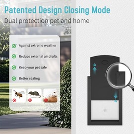 ClawJaw Aluminum Dog Door for Wall, Doggy Doors for Large Dogs with 2 Magnetic Flaps, Doggy Door for Exterior Walls, Strong and Durable, Easy to Install, Black(Pets Up to 110 Lb)-Large