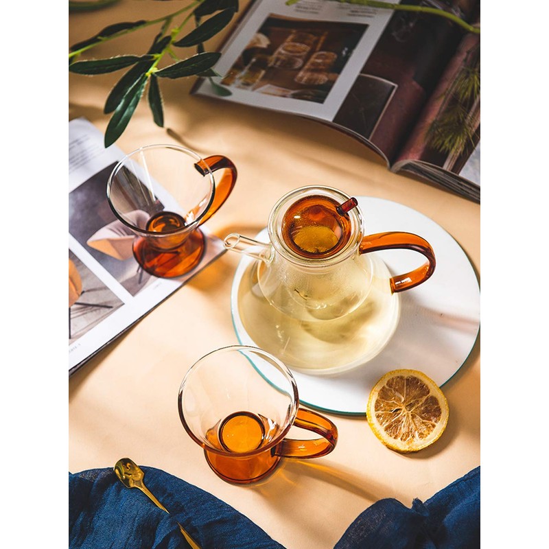 IwaiLoft IL-GS03 Handmade Heat Resistant Glass Tea Pot with Tea