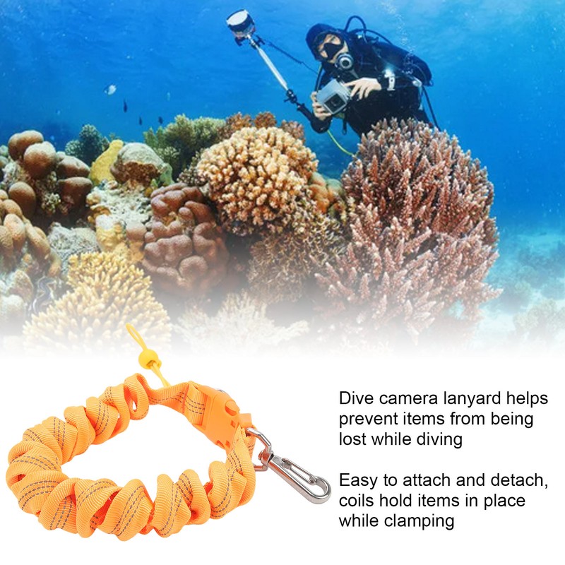 Diving Camera Lanyard Stainless Steel Spring Coiled Lanyard Diving Coil