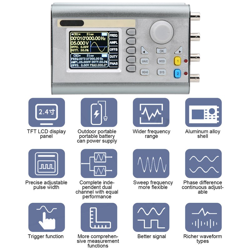 JDS2900-60M 2CH Function Arbitrary Waveform Signal Generator DDS Pulse Signal