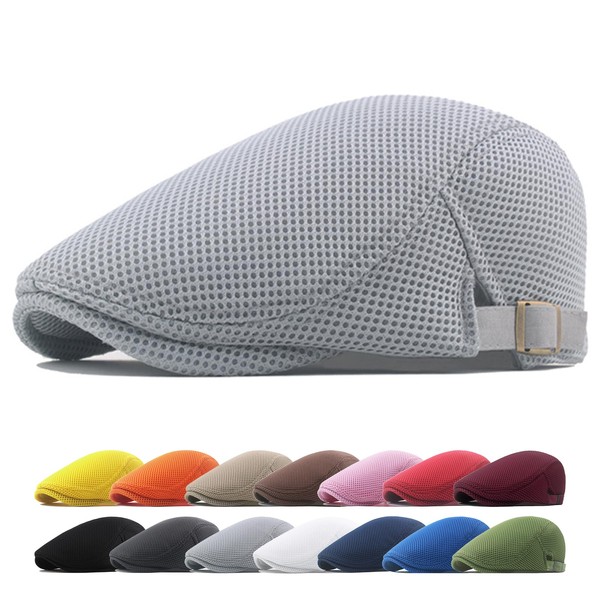 meioro Mens Summer Flat Cap Mesh Breathable Newsboy Hat Adjustable
