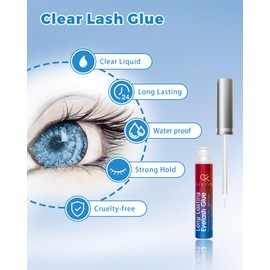 Lash Glue Good Eyelash Adhesive: Gekinye Super Strong Hold Long Lasting for 24 Hours - Waterproof Eyelash Glue White-Clear 0.18oz