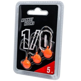 Monkey Lures Hook - 3 Jig Heads, Size/Weight/Colour: Size 1/0 / 5 g / Orange