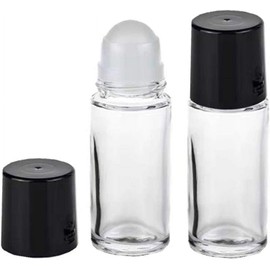YuanHolumid 2Pcs Black 30ml Clear Empty Glass Essential Oil Roller Bottles Vials Containers Refillable Roll-on Bottles, Refillable Cosmetic Containers Refillable Containers Tools and Accessories