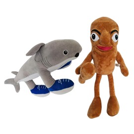 GZGRYTRC Italian Brain rot Toys 2PCS Set, Tralalero Tralala Plush and Character, Creative Play Toys for Aged 2+, Shark in Sneakers (24 x 35 cm) and Wooden Figure (37 x 10 cm)