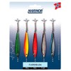 MARINOR Fjordsilda Pilker-Set, 5 Stück, 18g bis 60g, Klassische Heringsform mit Drillingshaken, Küstenblinker, Meeresköder (18g)