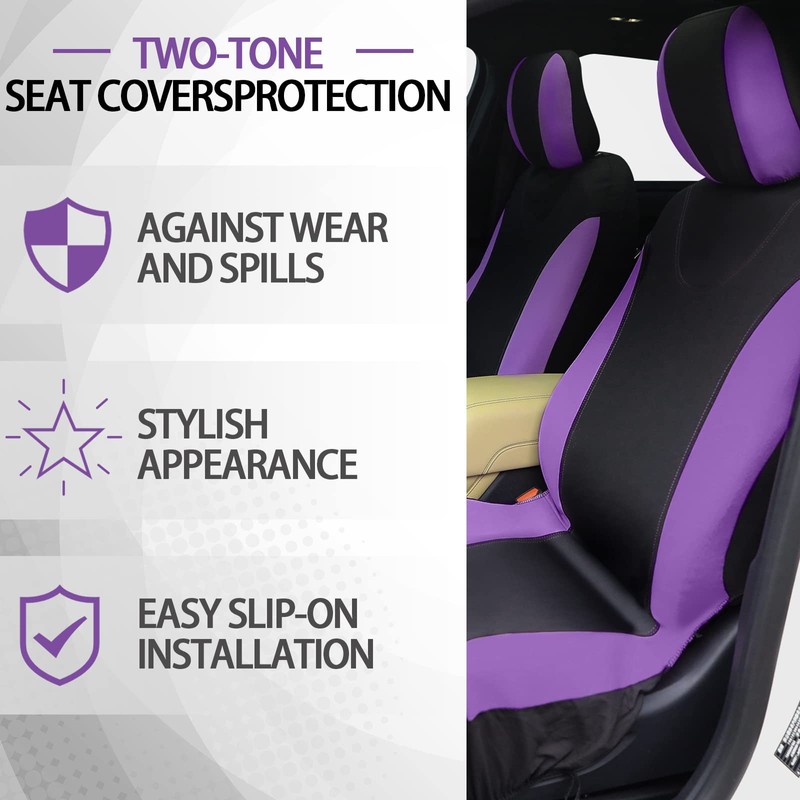 Tallew 17 Pcs Purple Fluffy Car Seat Cover Full Set