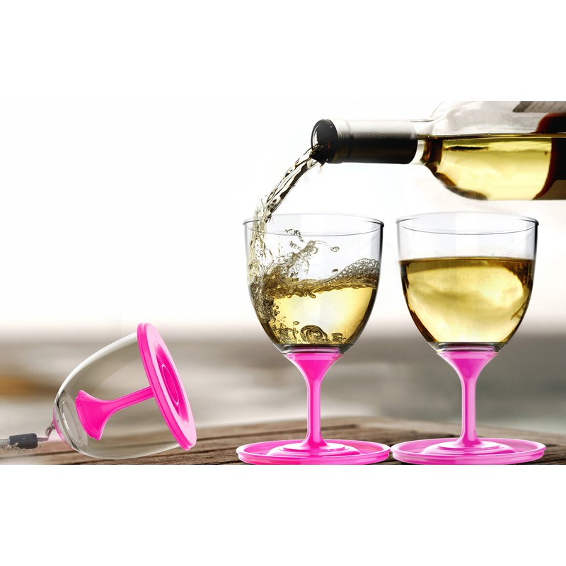 Asobu VT13-9228 StackNGo Unbreakable Wine Glasses,Pink, Set of 2