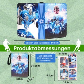 Oirigaga Football Trading Card Album for 400 Cards, 4 Pockets, Football Cards, Collector's Album with 50 Sleeves and Zip Carry Handle, 3-Ring Sports Cards, Book Folder Folder