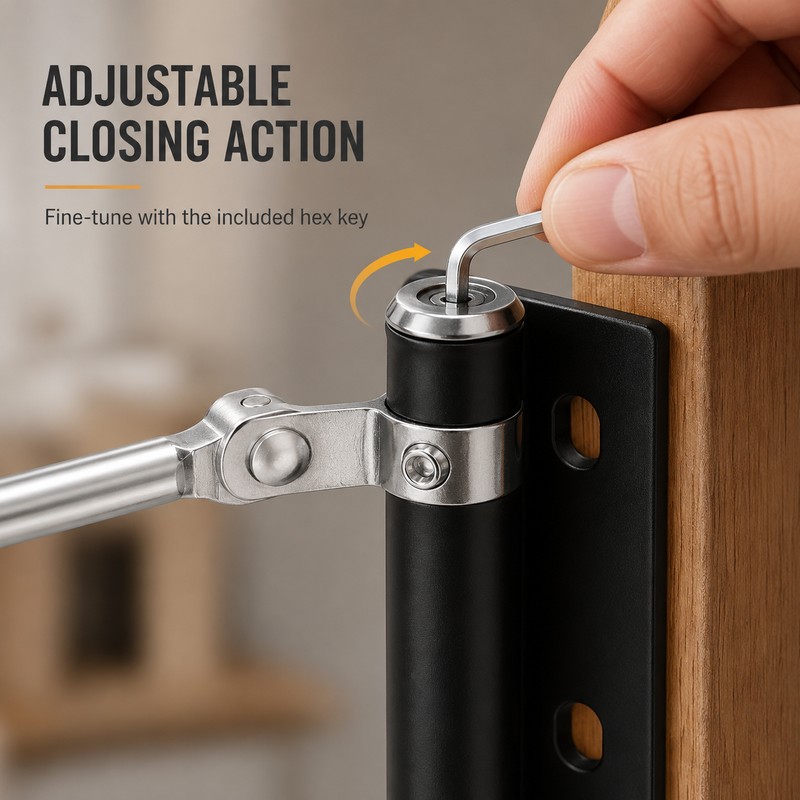 Adjustable Zinc Alloy Automatic Door Closer with Arm & Screws