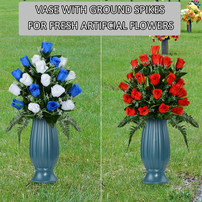 Cemetery Grave Vase for Fresh/Artificial Flowers, Memorial Flowers Holders with
