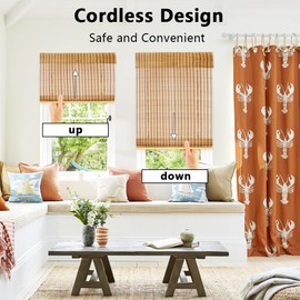 Bamboo Blinds, Shades Roman for Windows Window Home Patio & Shade 23" W X 71" H - Light Filtering Cordless Blinds for Interior Windows - Real Natural Bamboo Material - Mounting Hardware Included