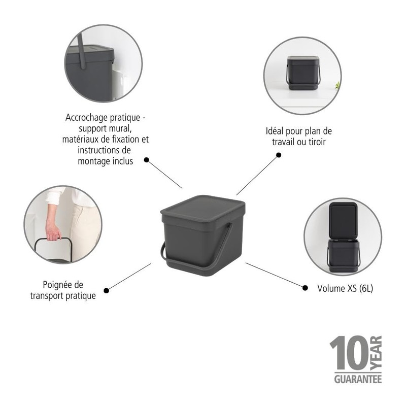 Brabantia 109720 Sort & Go Plastic Waste Bin, 58.4 x