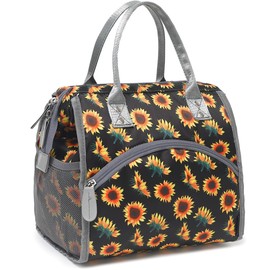 FlowFly Insulated Lunch Bag for Women, Men, Large and Reusable, Handle, Work and Travel Tote and Meal Prep Organizer, SunFlower