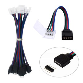 10PCS 4 Pin Conductor 10 mm Wide LED 5050 RGB Strip Light Connector Strip to Controller Jumper Solderless Clamp On Pigtail Adapter