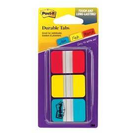 Post-it - Pastillas sólidas (12 pestañas por color, 36 pestañas por dispensador), Rojo, amarillo, azul, 36 Tabs