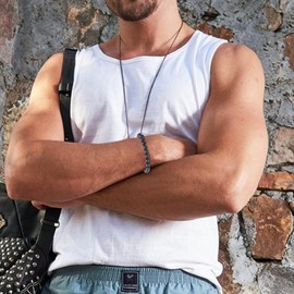 SONNYX 8mm Natural Stone Bracelet for Women Men Crystal Bracelets Semi-Precious Gemstone Beaded Bracelets Adjustable Yoga Bracelets Jewelry, 8mm, Stone, no gemstone