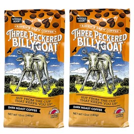 Raven's Brew Coffee High Caffeine Coffee Dark Roast Whole Bean – Three Peckered Billy Goat 2-pack of 12oz