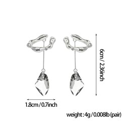 RCHENGYANUIMA Metal Tassel Crystal Geometric Sliver Color Long Ear Bone Clip Ear Cuff for Women Non Piercing Party Jewelry (sliver)