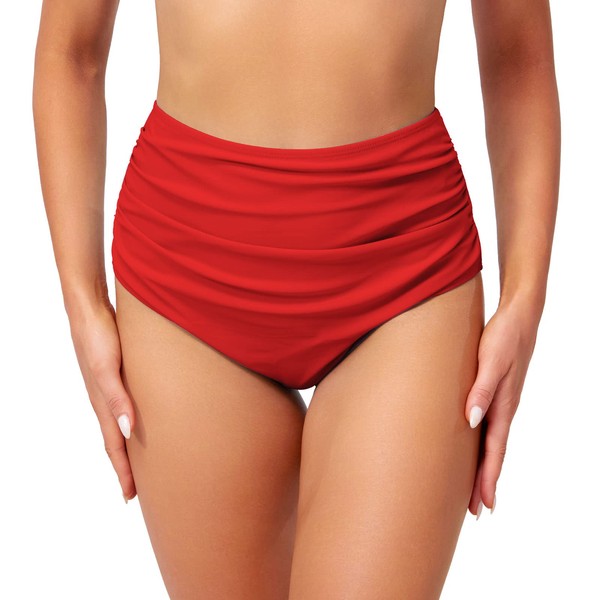 Edelqual Womens High Waisted Bikini Bottom Tummy Control Full Coverage
