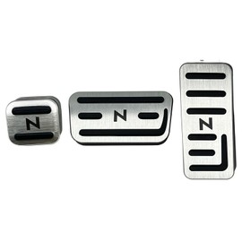 Wellvie classy N-BOX N-VAN N-WGN N-ONE Aluminum Pedal Cover, 3-Piece Set, Inset, Tool-free, Car Parts, Interior Accessories, Accel, Brake, Parking, Dress Up (Silver)